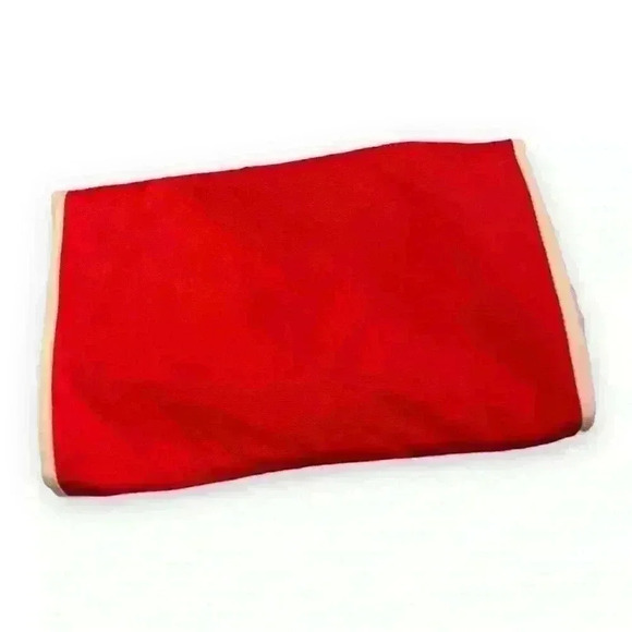 RARE VTG 60s - 70s red & cream canvas clutch East Texas Handbag Co. Lynn - Picture 4 of 11